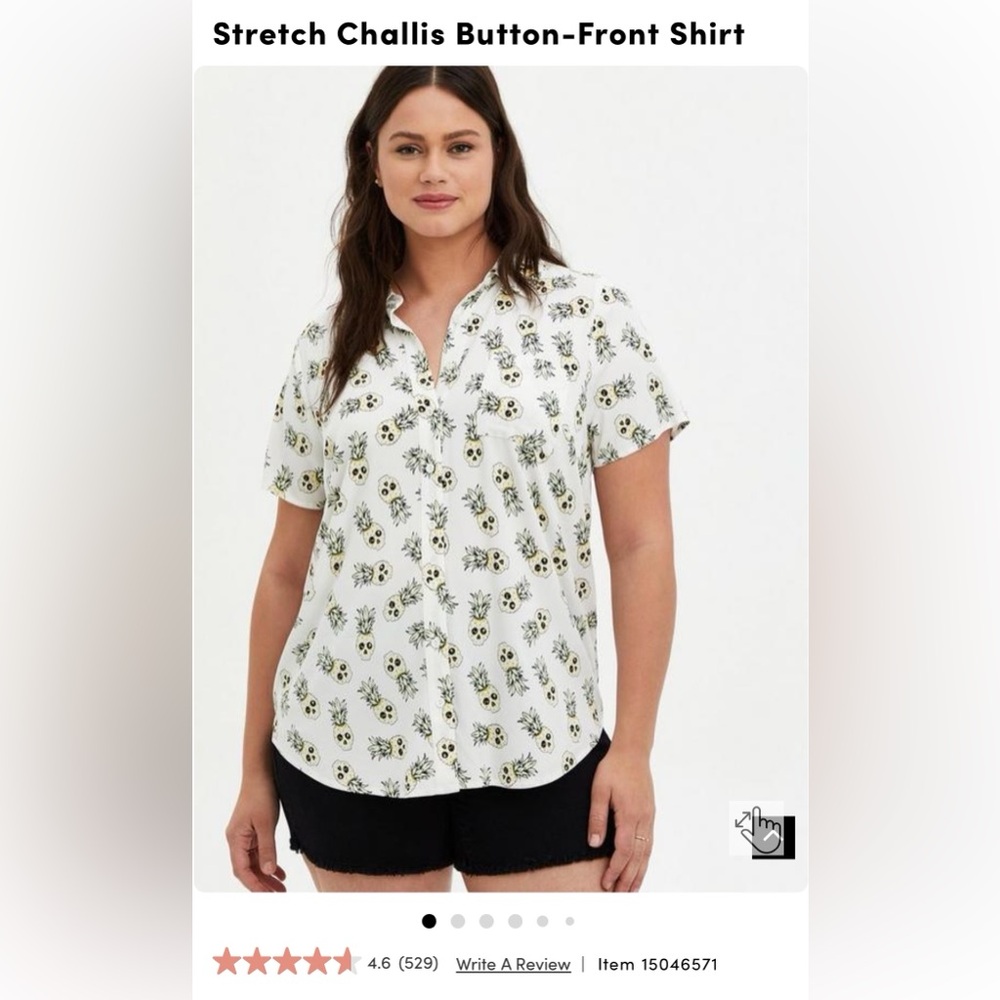 Torrid Size 4 Pineapple Skull Button Up Top – Like New
